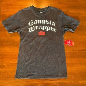 NWT Gangsta Wrapper T-Shirt Charcoal Gray Holiday Time Men's Size Small